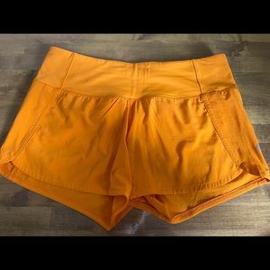 Lululemon Orange Speed Shorts Size 6